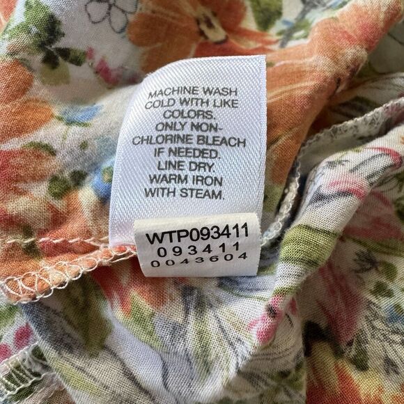 J. Jill Popover Blouse Womens Small Petite White Floral Print Rayon Ruffle Hem - Picture 4 of 7